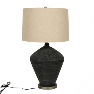 Vitale Antik Siyah Taş Abajur 43*43*75 cm